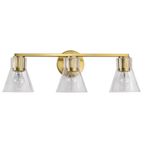 Gianna 3-Light Vanity in Vintage Brass with Clear Glass - Image 5