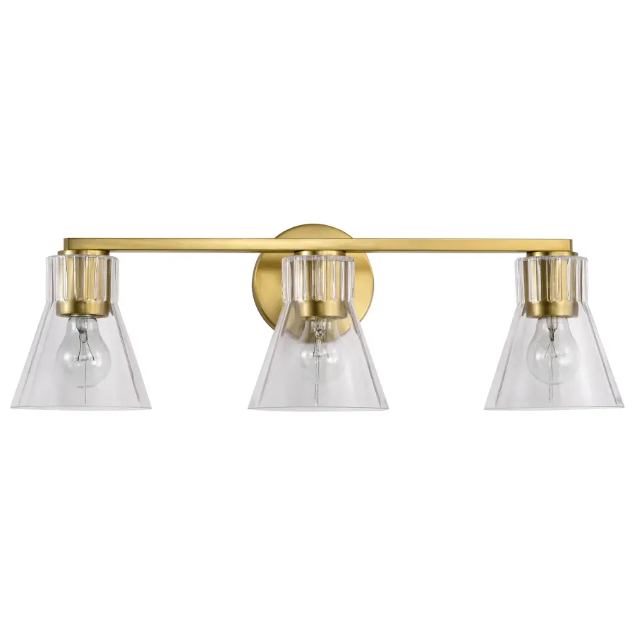 Gianna 3-Light Vanity in Vintage Brass with Clear Glass - Image 5
