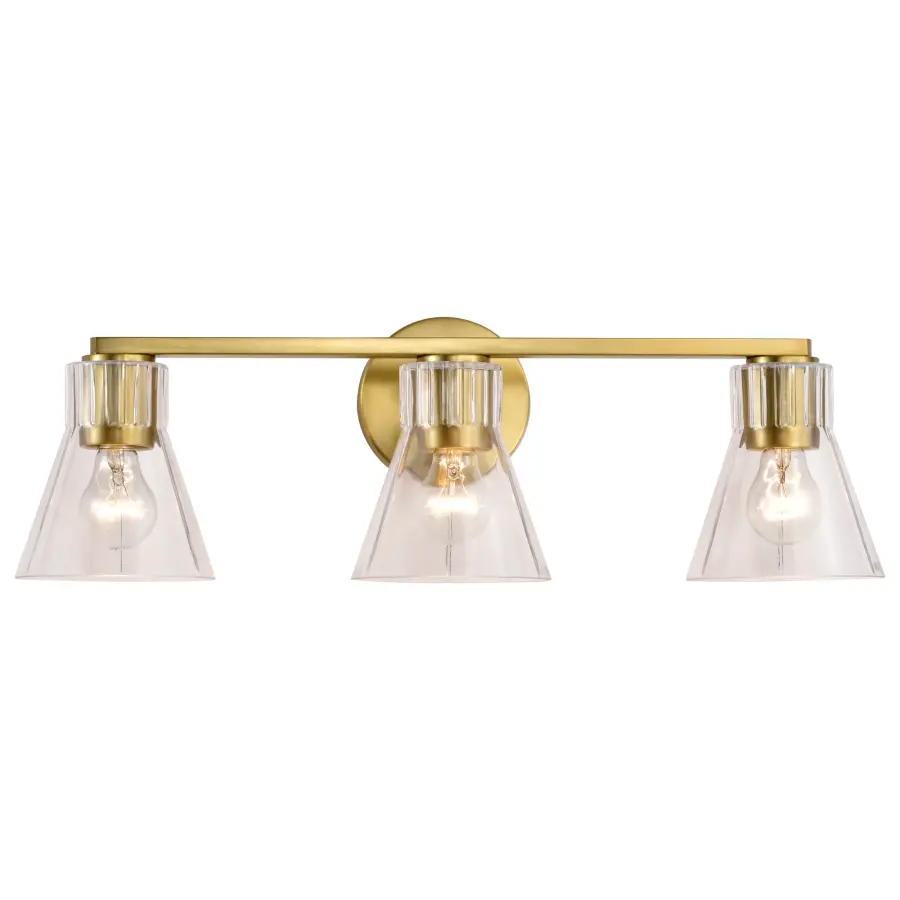 Gianna 3-Light Vanity in Vintage Brass with Clear Glass - Image 6