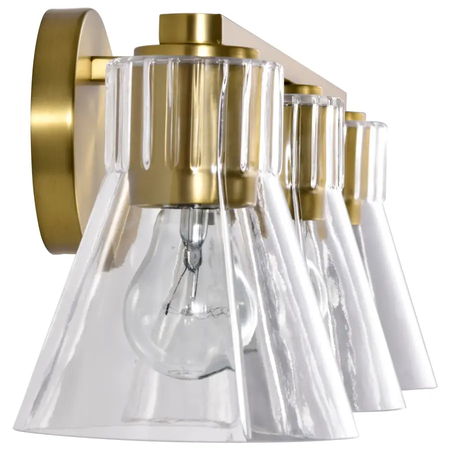 Gianna 3-Light Vanity in Vintage Brass with Clear Glass - Image 7