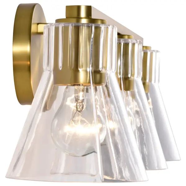 Gianna 3-Light Vanity in Vintage Brass with Clear Glass - Image 8
