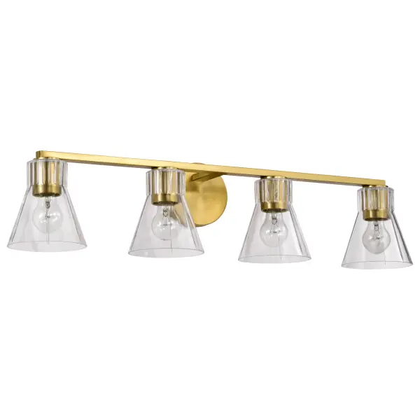 Gianna 4-Light Vanity in Vintage Brass with Clear Glass - Image 1