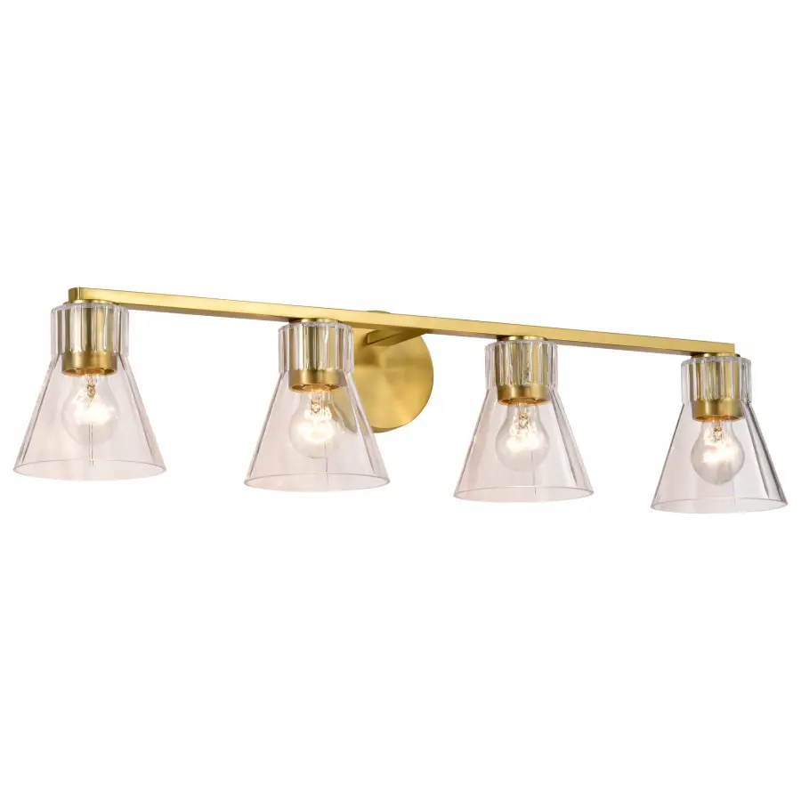 Gianna 4-Light Vanity in Vintage Brass with Clear Glass - Image 2