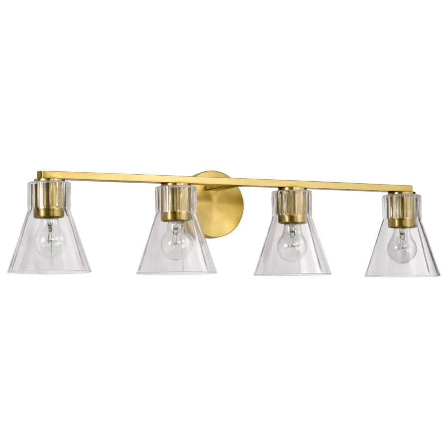 Gianna 4-Light Vanity in Vintage Brass with Clear Glass - Image 3