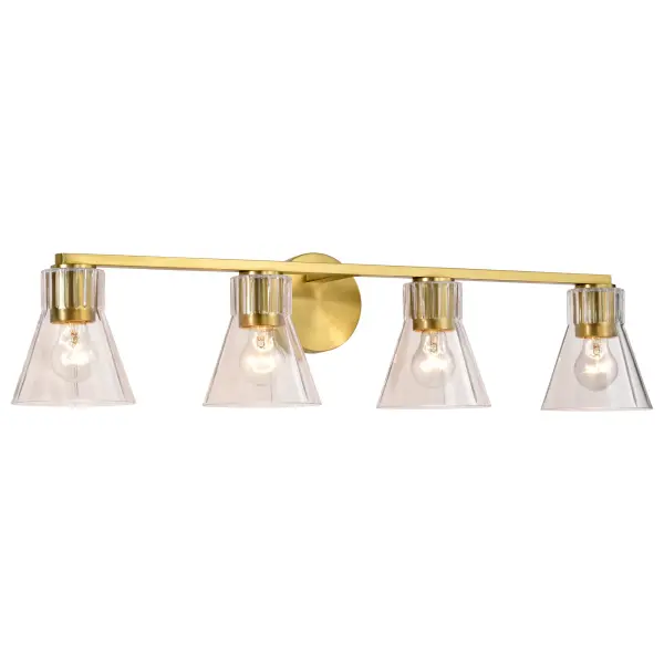 Gianna 4-Light Vanity in Vintage Brass with Clear Glass - Image 4