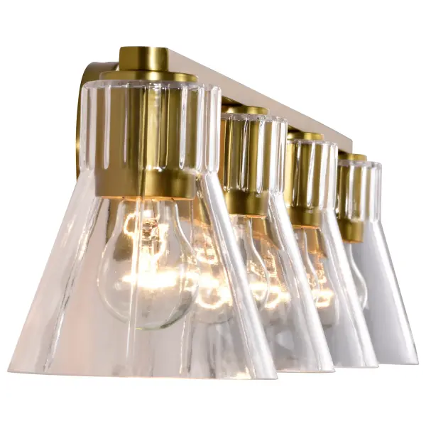 Gianna 4-Light Vanity in Vintage Brass with Clear Glass - Image 5