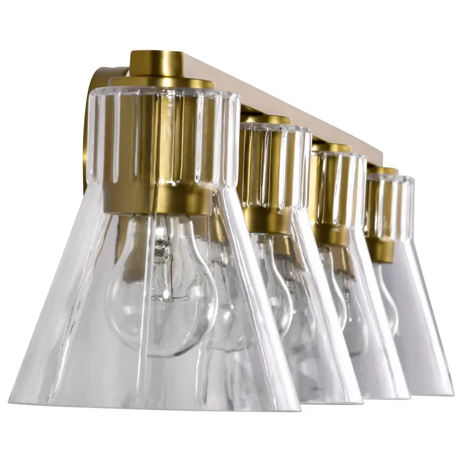 Gianna 4-Light Vanity in Vintage Brass with Clear Glass - Image 6