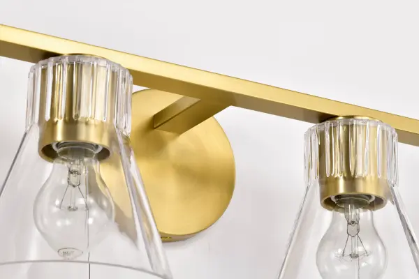 Gianna 4-Light Vanity in Vintage Brass with Clear Glass - Image 9