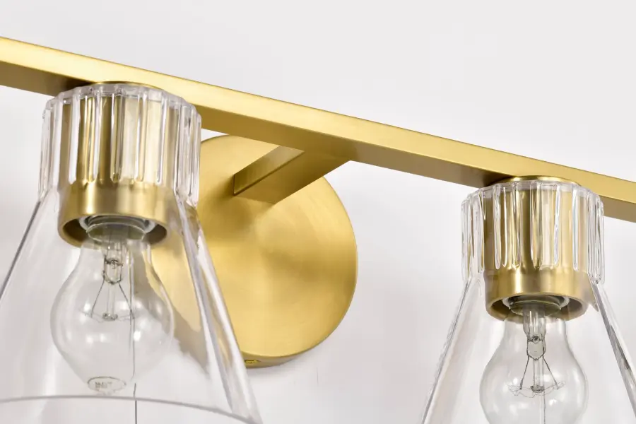 Gianna 4-Light Vanity in Vintage Brass with Clear Glass - Image 9