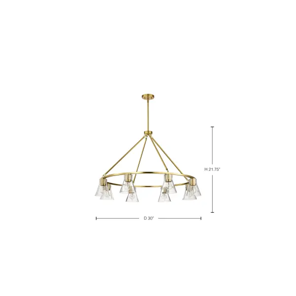 Gianna 6-Light Chandelier in Vintage Brass with Clear Glass - Image 1