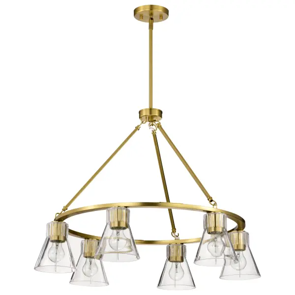 Gianna 6-Light Chandelier in Vintage Brass with Clear Glass - Image 2
