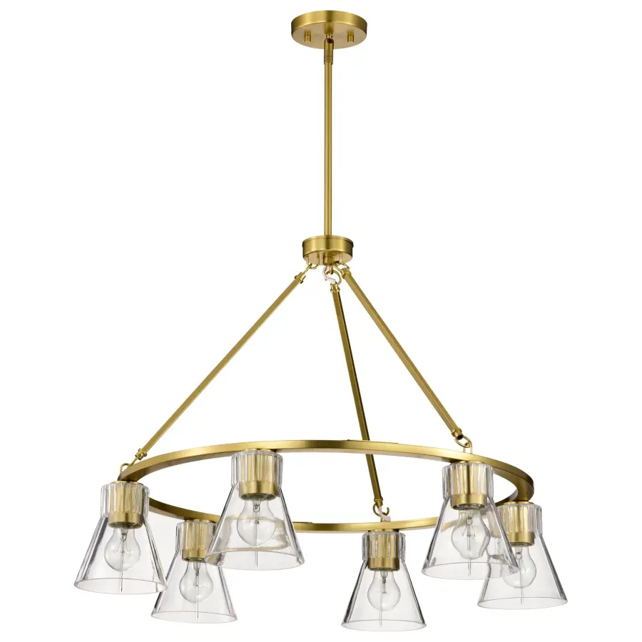 Gianna 6-Light Chandelier in Vintage Brass with Clear Glass - Image 2