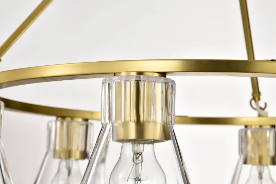 Gianna 6-Light Chandelier in Vintage Brass with Clear Glass - Image 12