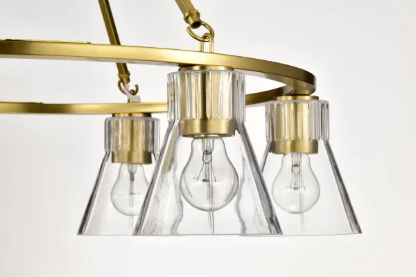Gianna 6-Light Chandelier in Vintage Brass with Clear Glass - Image 13