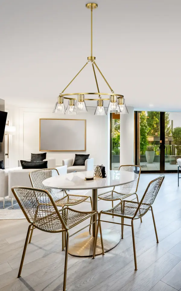 Gianna 6-Light Chandelier in Vintage Brass with Clear Glass - Image 15