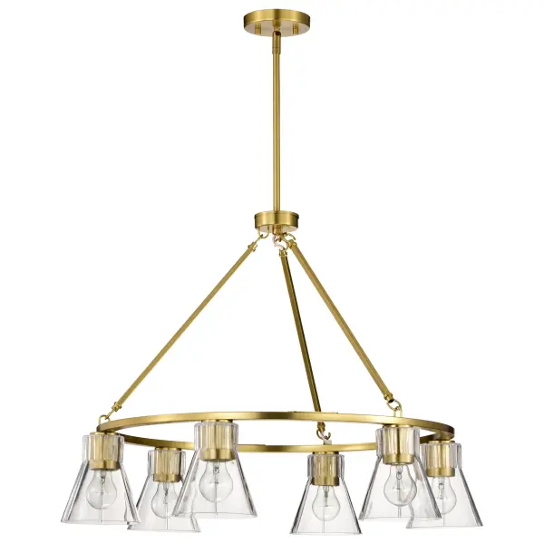Gianna 6-Light Chandelier in Vintage Brass with Clear Glass - Image 4