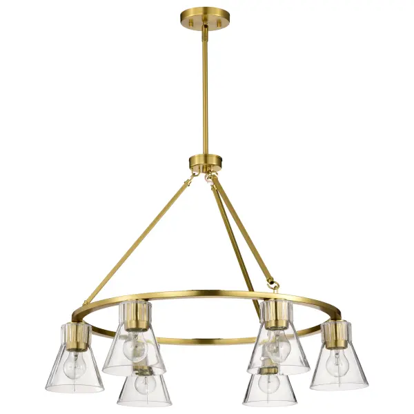 Gianna 6-Light Chandelier in Vintage Brass with Clear Glass - Image 6