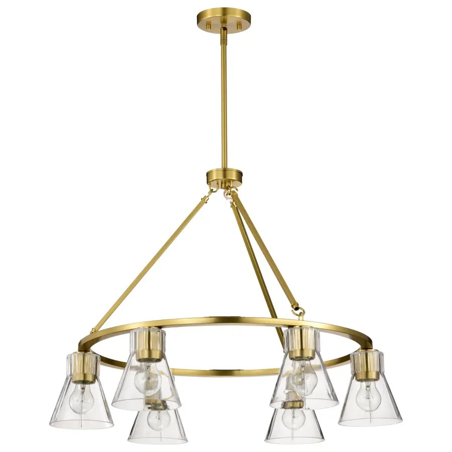 Gianna 6-Light Chandelier in Vintage Brass with Clear Glass - Image 6