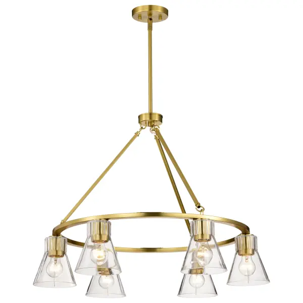 Gianna 6-Light Chandelier in Vintage Brass with Clear Glass - Image 7