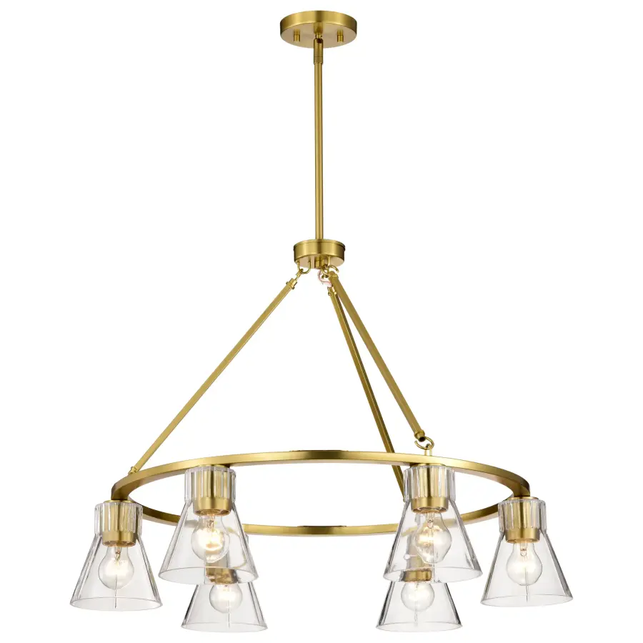 Gianna 6-Light Chandelier in Vintage Brass with Clear Glass - Image 7