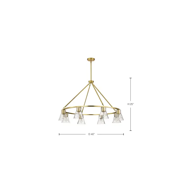 Gianna 8-Light Chandelier in Vintage Brass with Clear Glass - Image 1