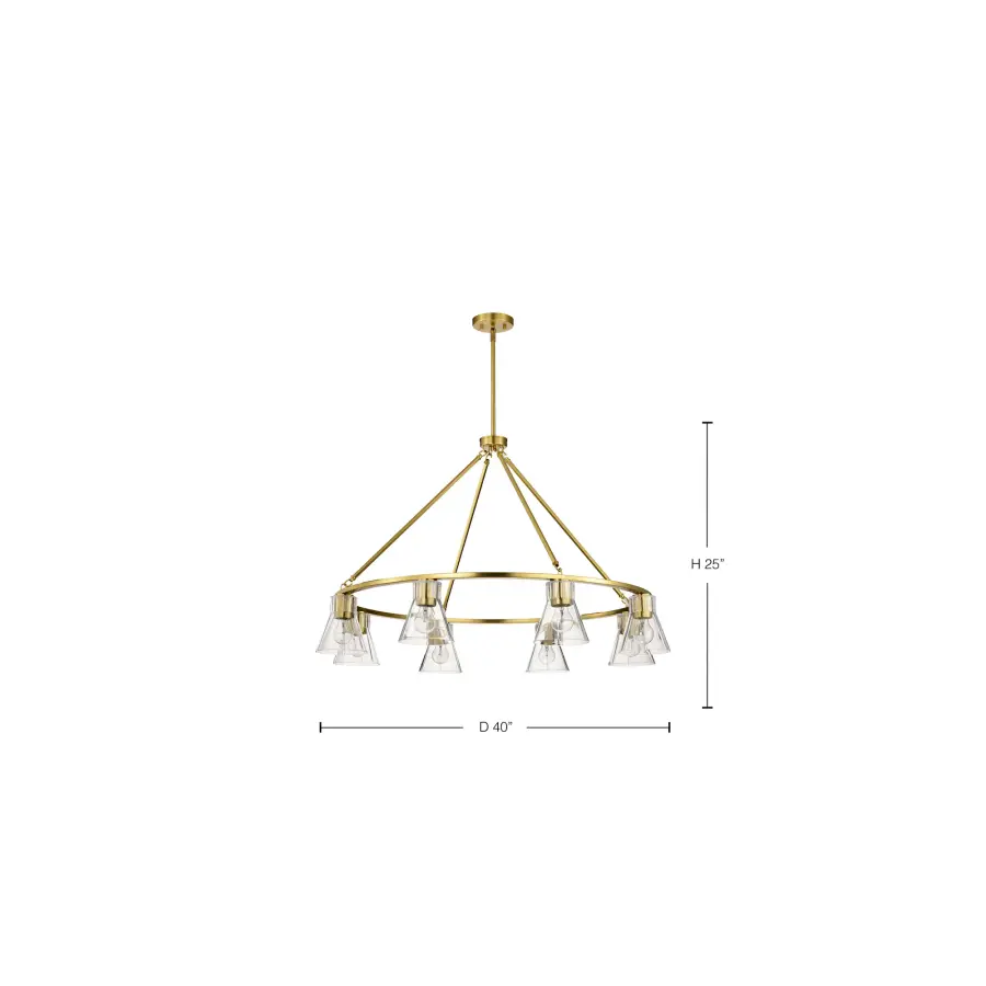 Gianna 8-Light Chandelier in Vintage Brass with Clear Glass - Image 1