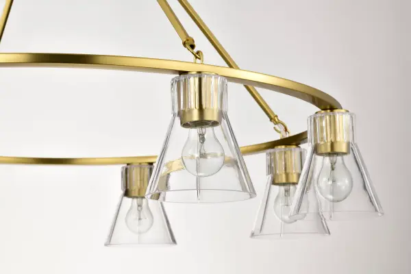 Gianna 8-Light Chandelier in Vintage Brass with Clear Glass - Image 15