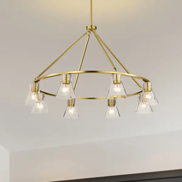 Gianna 8-Light Chandelier in Vintage Brass with Clear Glass - Image 17