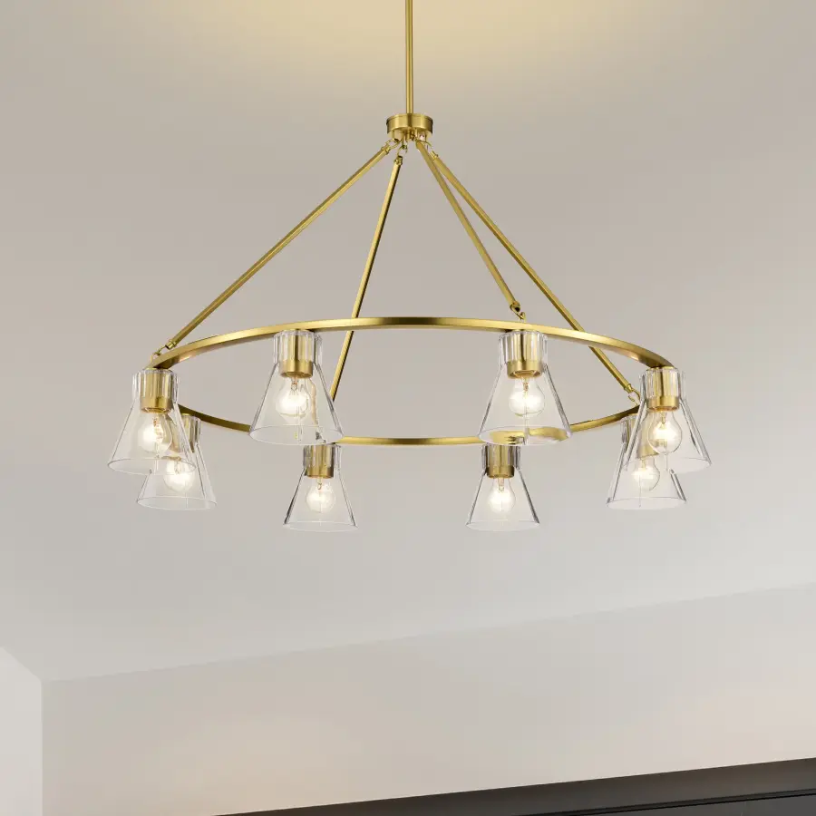 Gianna 8-Light Chandelier in Vintage Brass with Clear Glass - Image 17