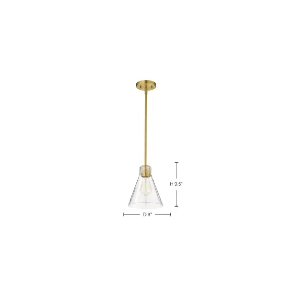 Gianna Mini Pendant in Vintage Brass with Clear Glass - Image 1