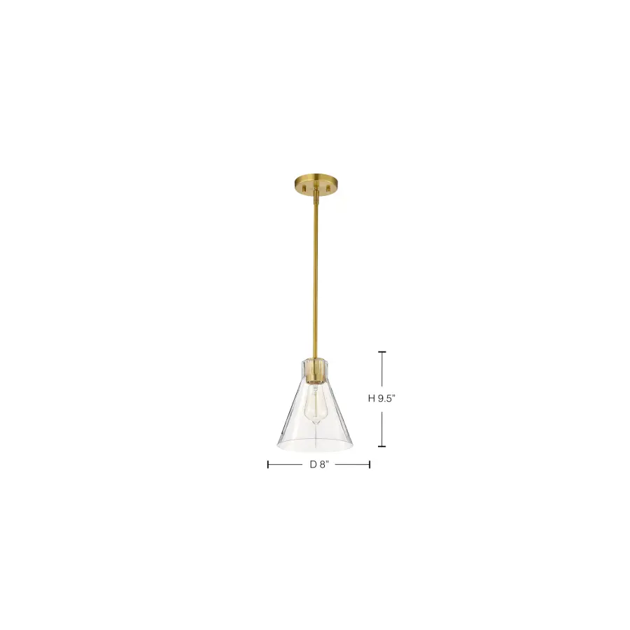 Gianna Mini Pendant in Vintage Brass with Clear Glass - Image 1