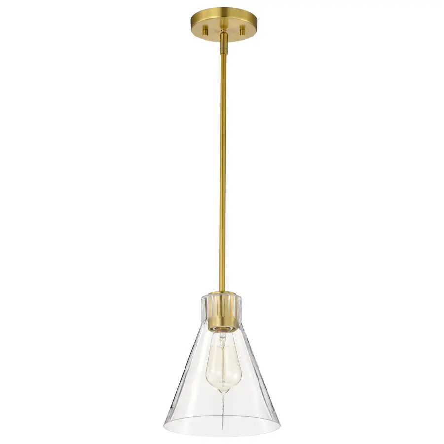 Gianna Mini Pendant in Vintage Brass with Clear Glass - Image 2