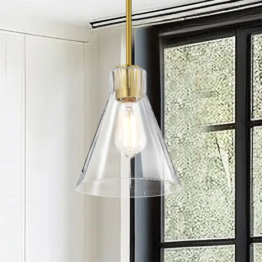 Gianna Mini Pendant in Vintage Brass with Clear Glass - Image 14