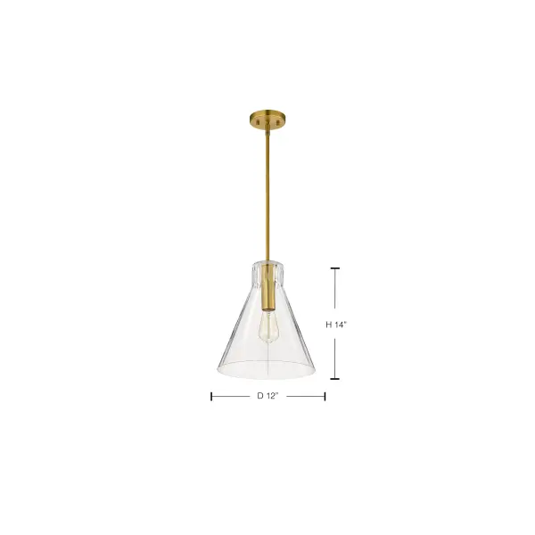 Gianna 1-Light Medium Pendant in Vintage Brass with Clear Glass - Image 1