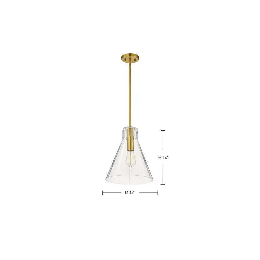Gianna 1-Light Medium Pendant in Vintage Brass with Clear Glass - Image 1