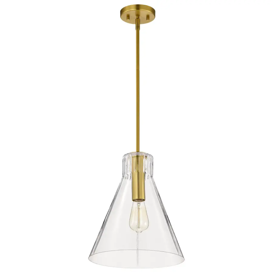 Gianna 1-Light Medium Pendant in Vintage Brass with Clear Glass - Image 2