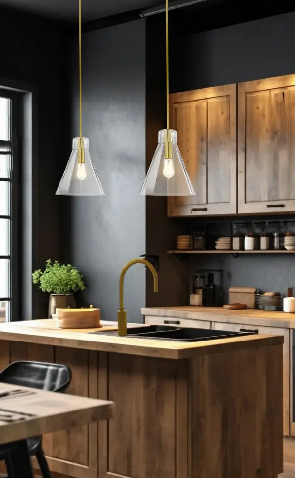 Gianna 1-Light Medium Pendant in Vintage Brass with Clear Glass - Image 13