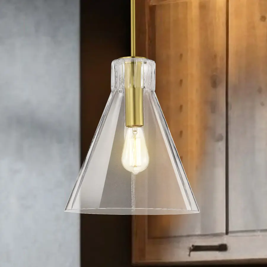 Gianna 1-Light Medium Pendant in Vintage Brass with Clear Glass - Image 14