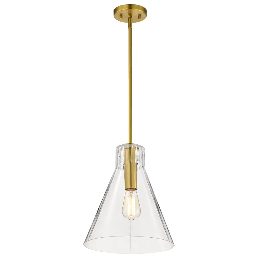 Gianna 1-Light Medium Pendant in Vintage Brass with Clear Glass - Image 3