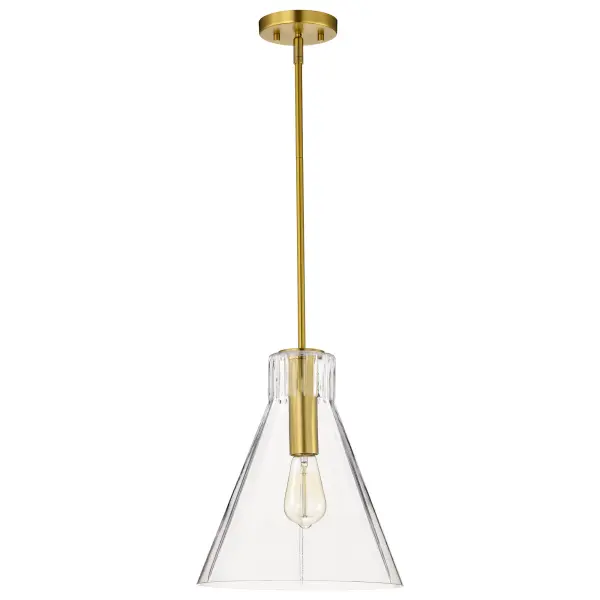 Gianna 1-Light Medium Pendant in Vintage Brass with Clear Glass - Image 4