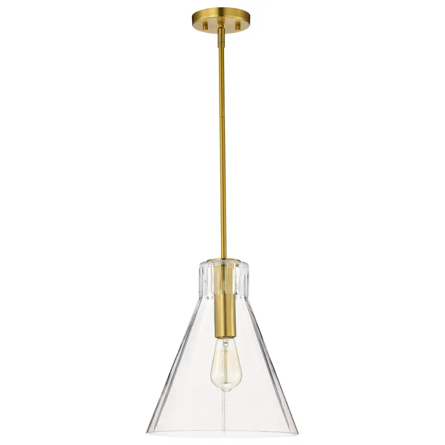 Gianna 1-Light Medium Pendant in Vintage Brass with Clear Glass - Image 4