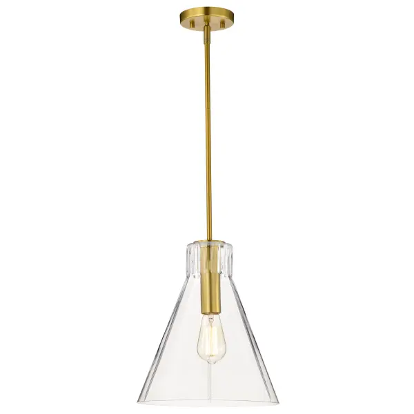 Gianna 1-Light Medium Pendant in Vintage Brass with Clear Glass - Image 5
