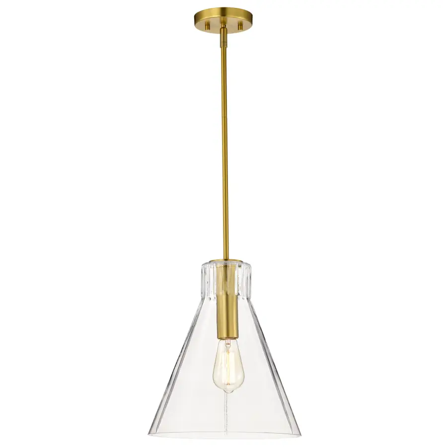 Gianna 1-Light Medium Pendant in Vintage Brass with Clear Glass - Image 5