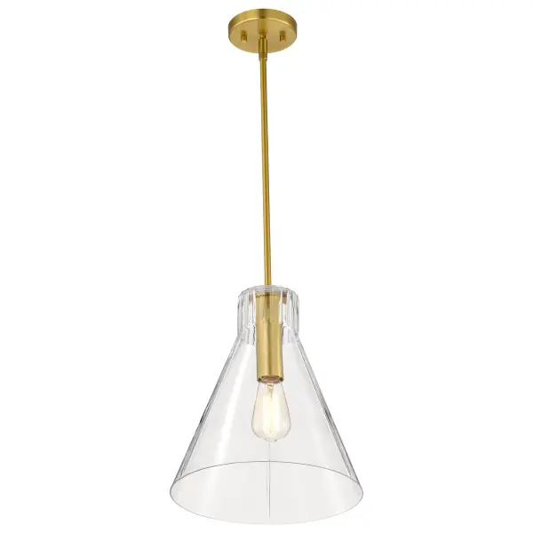 Gianna 1-Light Medium Pendant in Vintage Brass with Clear Glass - Image 7