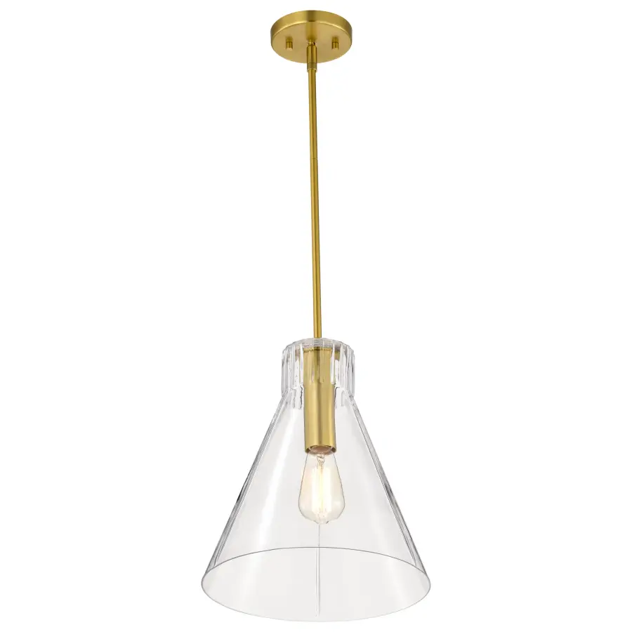 Gianna 1-Light Medium Pendant in Vintage Brass with Clear Glass - Image 7