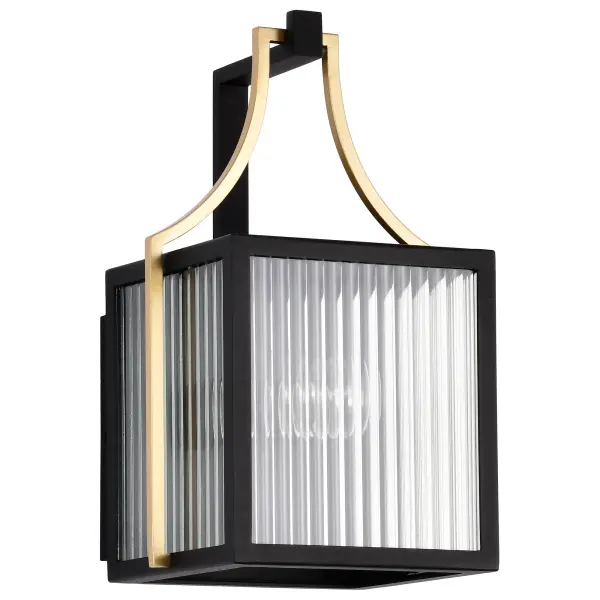 The Holden Small Outdoor Lantern combines sophisticated gold and black finishes with clear ribbed glass panels that beautifully refract light. Perfect for entryways and garden paths, this fixture delivers timeless craftsmanship.