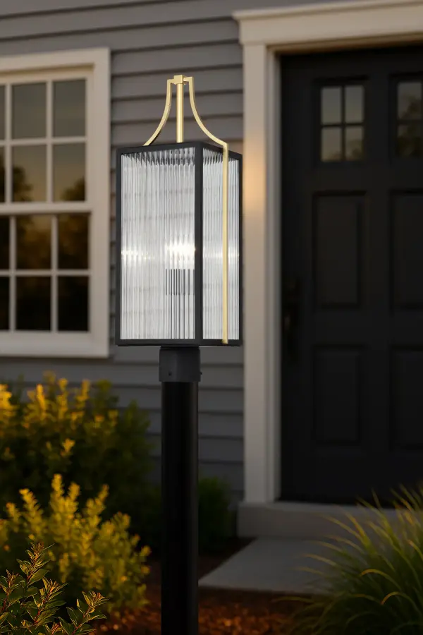 Holden Outdoor Post Lantern in Gold and Black - Image 16