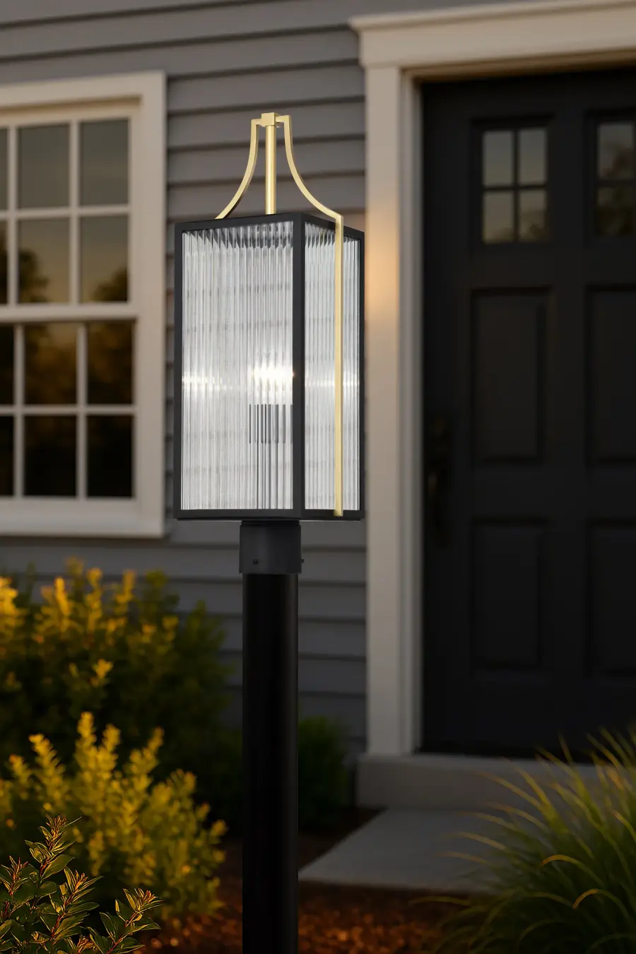 Holden Outdoor Post Lantern in Gold and Black - Image 16