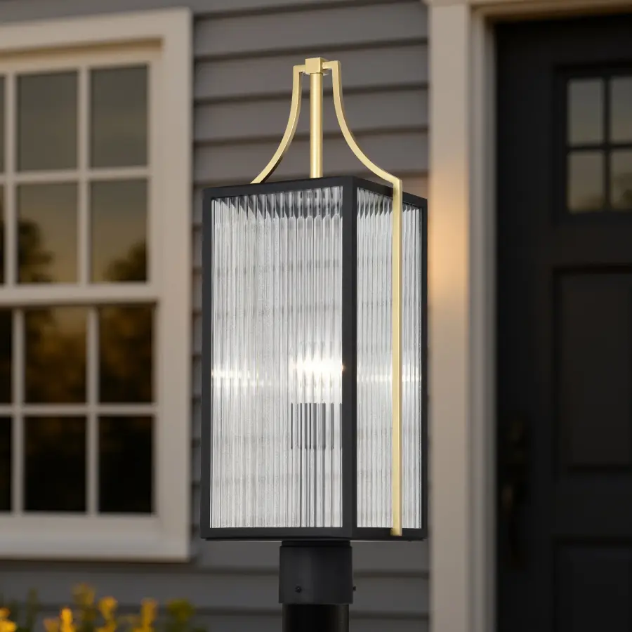 Holden Outdoor Post Lantern in Gold and Black - Image 17