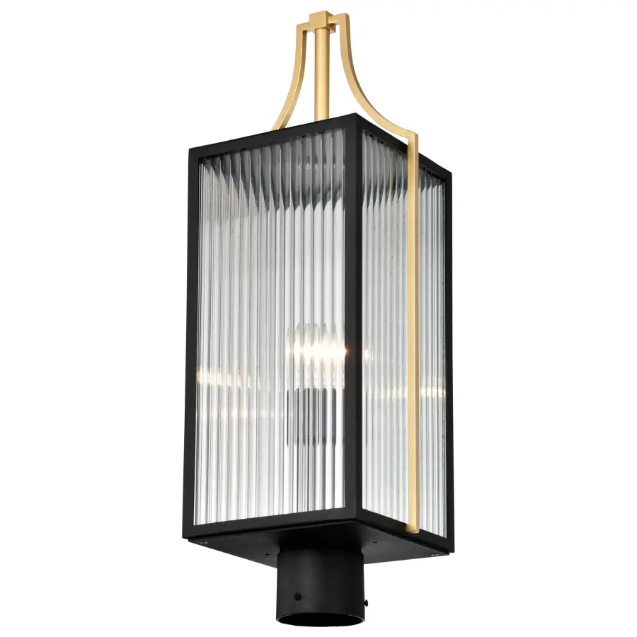 Holden Outdoor Post Lantern in Gold and Black - Image 4